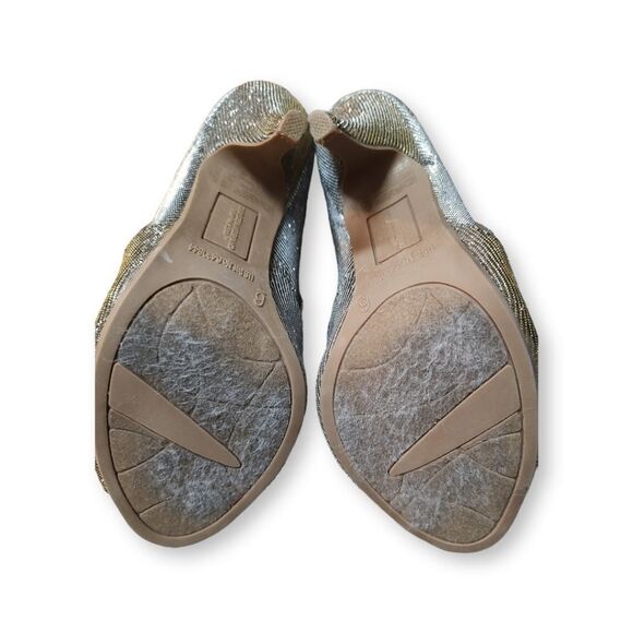 Glitter Caged Bootie Heel Iridescent Gold & Silver Gold Zipper Backs US 6 - Picture 8 of 8